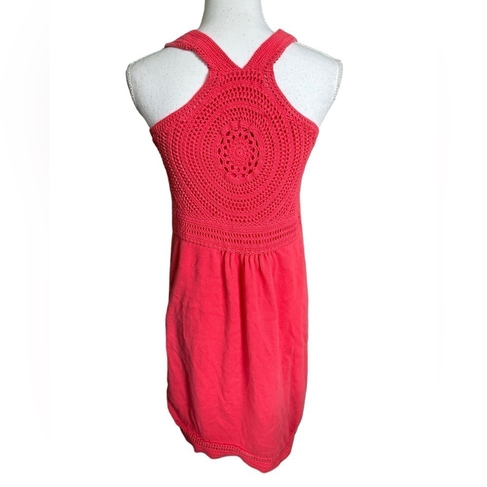 ATHLETA Shiloh Crochet Knit Racer Back Dress In Coral Pink Size large - Picture 3 of 7